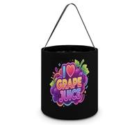 I Love Grape Juice Hallowee Bucket Candy Bags Canva Tote Bag | Portable Reusable Easter Basket Tricking or Treating Party Handbags