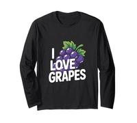 I Love Grapes Funny Grape Bunch Fruit Lover Long Sleeve T-Shirt