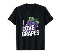 I Love Grapes Funny Grape Bunch Fruit Lover Value Graphic T-Shirt, Men, Black, S