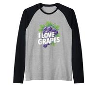I Love Grapes Grape Fruit Bunch Vineyard Wine Raglan Baseball Tee