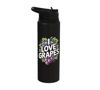 I Love Grapes Grape Lover Fruit Vine Vineyard Stainless Steel Insulated Water Bottle