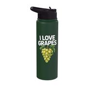 I Love Grapes Green Grapes Fruit Vineyard Lover Stainless Steel Insulated Water Bottle