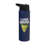I Love Grapes Green Grapes Fruit Vineyard Lover Stainless Steel Insulated Water Bottle