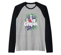 I Love Grapes Purple Grapevine Fruit Vine Leaves Raglan Baseball Tee