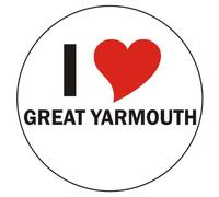 I love Great Yarmouth Sticker - 8 cm / 3,14" Diameter round - very nice