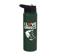 I Love Greece Heart Map Design Print Stainless Steel Insulated Water Bottle