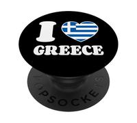 I Love Greece Heart National Flag Vacation PopSockets Adhesive PopGrip