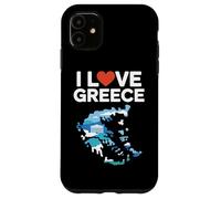 I Love Greece Map Parthenon Heart Case for iPhone 11