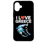 I Love Greece Map Parthenon Heart Case for iPhone 16 Plus