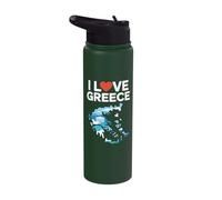 I Love Greece Map Parthenon Heart Stainless Steel Insulated Water Bottle