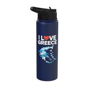 I Love Greece Map Parthenon Heart Stainless Steel Insulated Water Bottle