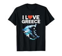 I Love Greece Map Parthenon Heart T-Shirt