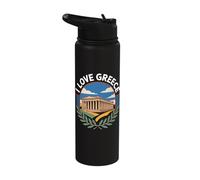 I Love Greece Parthenon Scenic Charm Stainless Steel Insulated Water Bottle