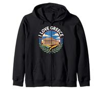 I Love Greece Parthenon Scenic Charm Zip Hoodie
