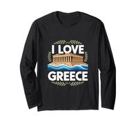 I Love Greece Parthenon Sea Waves Travel Long Sleeve T-Shirt