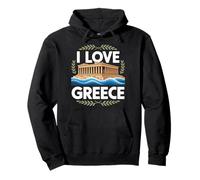 I Love Greece Parthenon Sea Waves Travel Pullover Hoodie