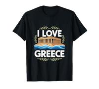 I Love Greece Parthenon Sea Waves Travel T-Shirt