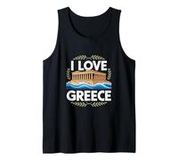 I Love Greece Parthenon Sea Waves Travel Tank Top