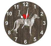 I Love Greyhound Wall Clock Weathered Greyhound Dog Mom Large Wooden Wall Clocks Battery Operated 12 Inch Silent Retro Home Decor for Bedroom Living Room Kitchen School Office Gifts for Dog Owner