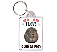 I Love Guinea Pigs/Pig - Double Sided Keyring Name Tag Novelty Gift/Present