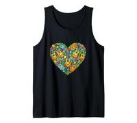 I Love Guitar Heart Hippie Retro 70s Boho Guitar Love Tank Top