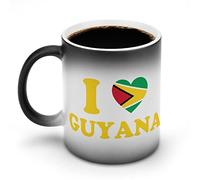 I Love Guyana Heart Flag Customize Magic Heat Changing Mug Ceramic Cup Coffee Mugs Heat Sensitive Funny Gift