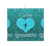 I Love Gymnastics Dish Drying Mat ,Absorbent Microfiber Kitchen Counter Mat, Dish Drying Pad 16" X 18"For Dishes, Utensils, Pots And Pans