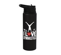 I Love Gymnastics Enthusiast Handstand Design Stainless Steel Insulated Water Bottle