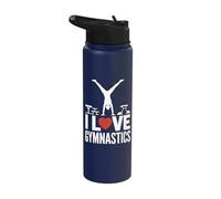 I Love Gymnastics Enthusiast Handstand Design Stainless Steel Insulated Water Bottle