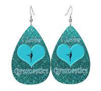 I Love Gymnastics Ladies Leather Earrings Teardrop Drop Print Earrings Fashion Lightweight Daily Wear Party Date