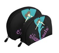 I Love Gymnastics Printing Shell Makeup Bag Set 2-Piece Cosmetic Bags Portable Travel Makeup Storage Bag for Women Girls