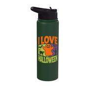 I Love Halloween Ghostly Cats Bats Fun Stainless Steel Insulated Water Bottle