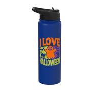 I Love Halloween Ghostly Cats Bats Fun Stainless Steel Insulated Water Bottle