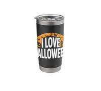 I Love Halloween Pumpkin Bat Scene Stainless Steel Insulated Tumbler