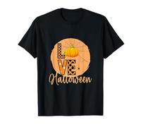 I Love Halloween Spooky Pumpkin Creepy Skeleton Boo Crew T-Shirt