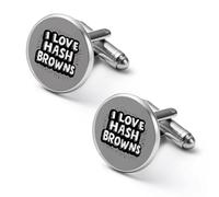 I Love Hash Browns Round Cufflinks for Men Classic Cuff Links Jewellery for Wedding Business Party