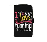 I Love Hate Running Fashion Wallet Credit Card Holder Slim Coin Pocket Purse Handheld Phone Bags for Women Men 8×4.5×1.5 Inches