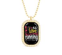 I Love Hate Running Funny Pendant Necklace for Women Personalized Fashion Jewelry Diamond Necklaces for Wedding Birthday Gold Silver