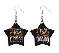 I Love Hate Running Novelty Women's Dangle Earrings Fashion Printed Wood Earring Drop Pendants Jewelry