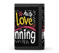 I Love Hate Running Printed Tri-fold Wallets Front Pocket Holder Money Clips with ID Credit Card Slots for Man Women