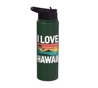 I Love Hawaii Palm Trees Ocean Sunset Stainless Steel Insulated Water Bottle