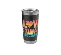 I Love Hawaii Retro Palm Trees Ocean Sunset Stainless Steel Insulated Tumbler