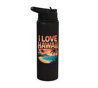 I Love Hawaii Tropical Sunset Adventure Stainless Steel Insulated Water Bottle