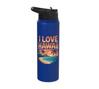 I Love Hawaii Tropical Sunset Adventure Stainless Steel Insulated Water Bottle