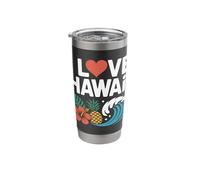 I Love Hawaii Tropical Wave Design Stainless Steel Insulated Tumbler