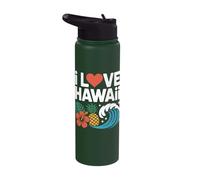 I Love Hawaii Tropical Wave Design Stainless Steel Insulated Water Bottle
