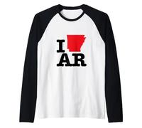 I Love (Heart) Arkansas State Map AR USA Raglan Baseball Tee