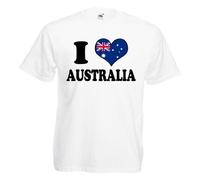 I Love Heart Australia Mens T Shirt Small White