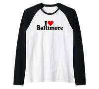I Love Heart Baltimore Maryland Raglan Baseball Tee