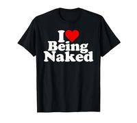 I Love Heart Being Naked Nudity NUDISM T-Shirt, Men, Black, 5X-Large